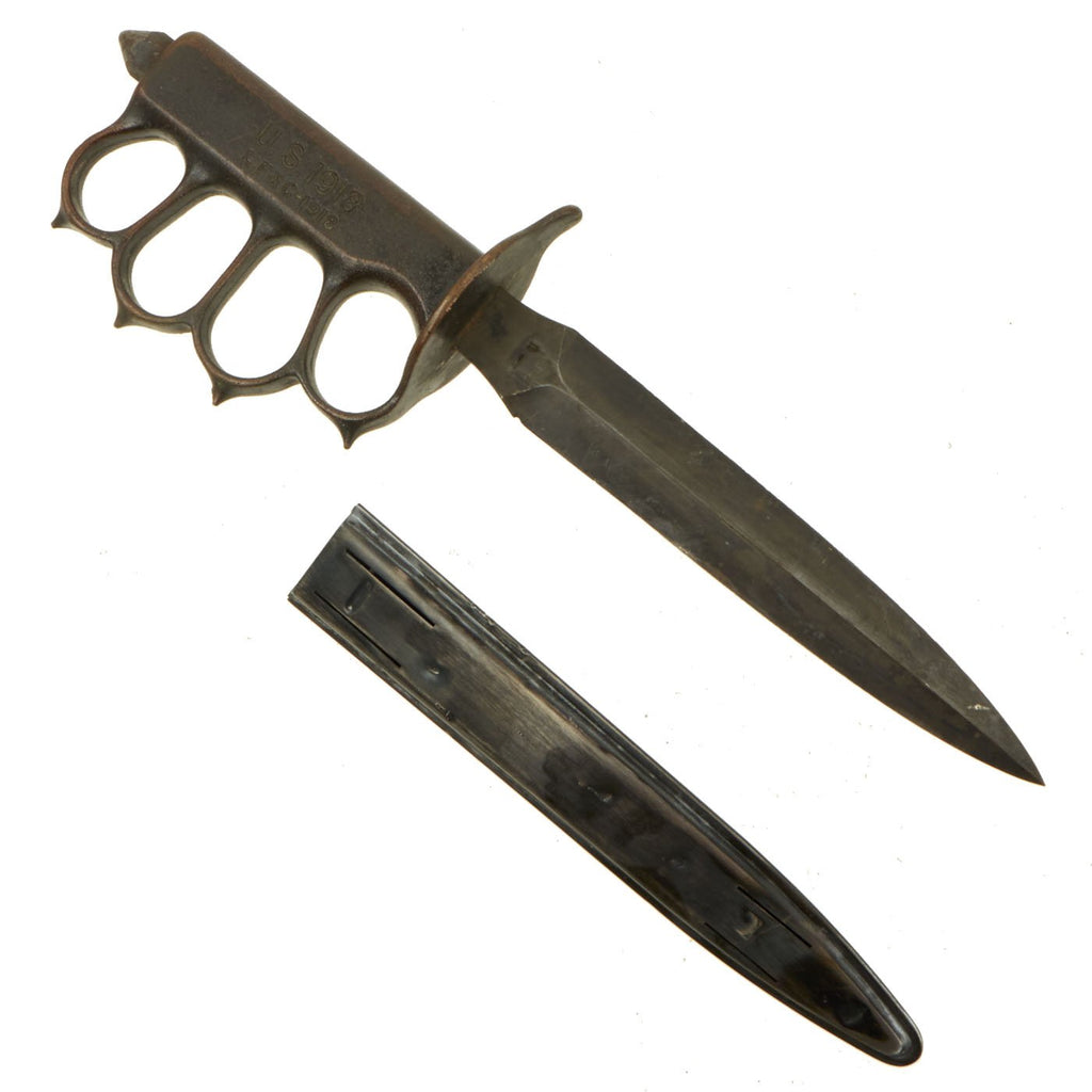 Original U.S. WWI Model 1918 Mark I Trench Knife by L. F. & C. with Replacement Scabbard Original Items