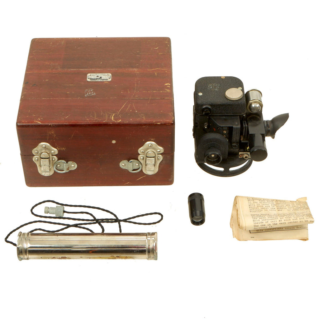 Original U.S. WWII USAAF Fairchild A-10 Bubble Sextant in Transit Chest with Accessories - Dated 1944 Original Items