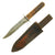 Original U.S. WWII Era Small Bowie Knife by Kinfolks with Jigged Bone Handle and Leather Scabbard Original Items