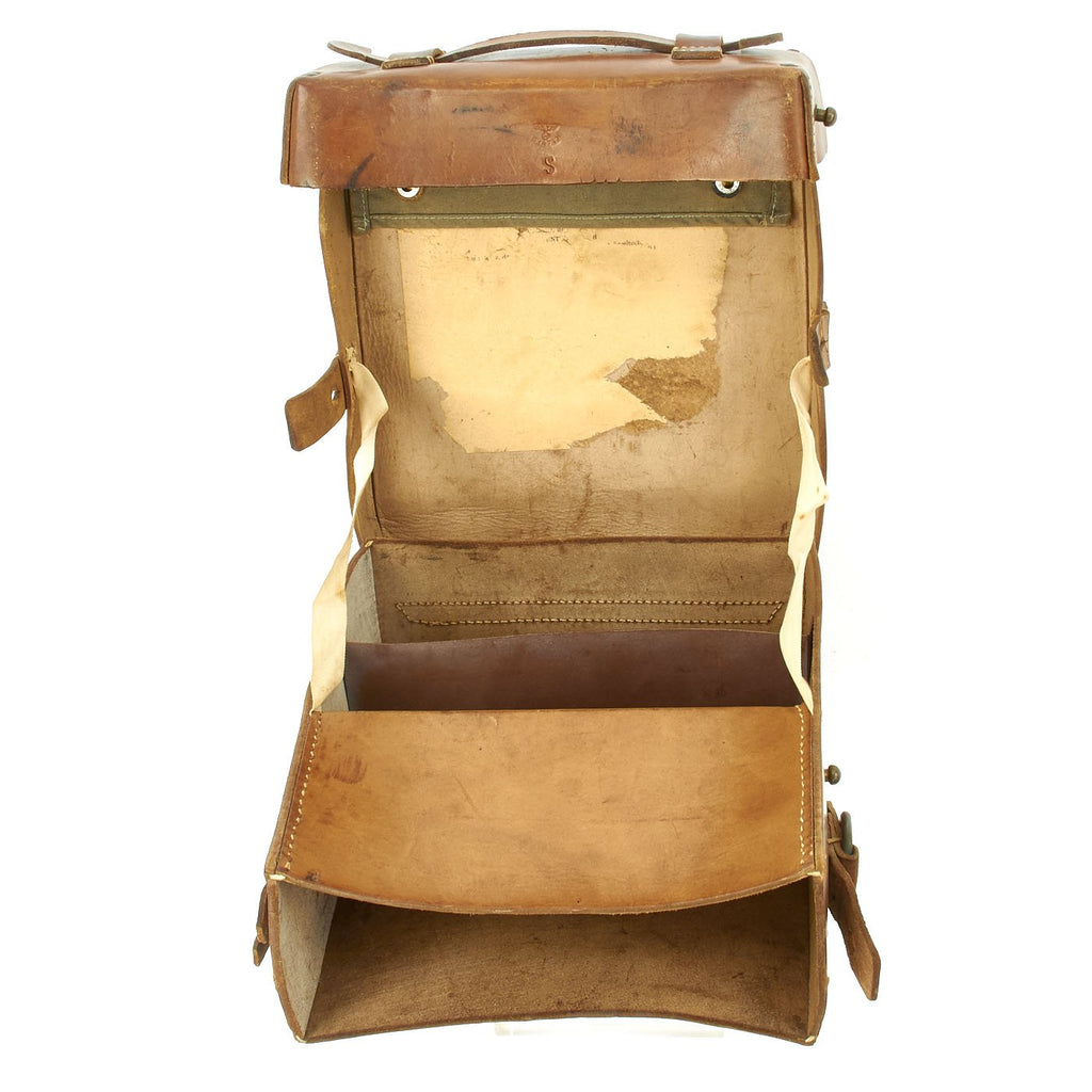 Original German WWII Large Pattern Field Medic Leather Case - Waffenamt Marked Original Items
