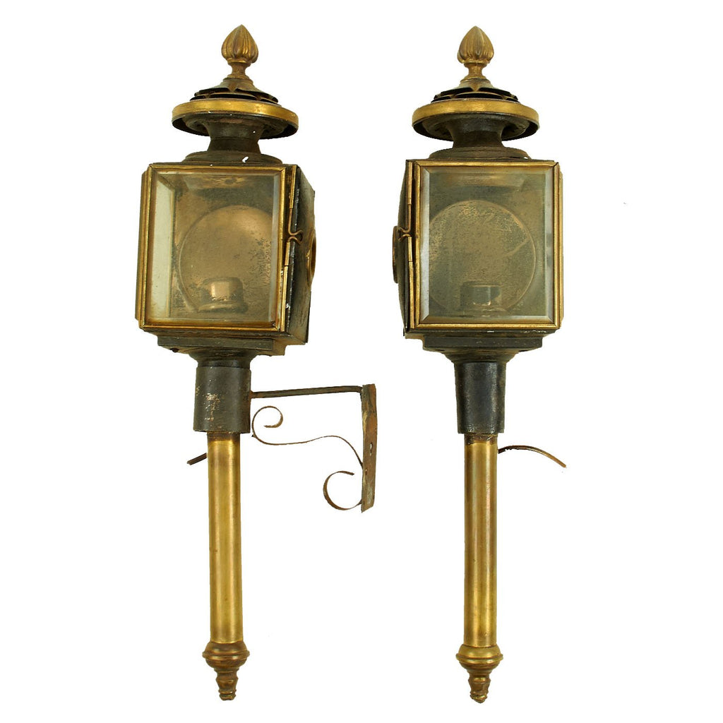 Original British Victorian Pair of Carriage Lamps Converted to Electricity - circa 1880 Original Items