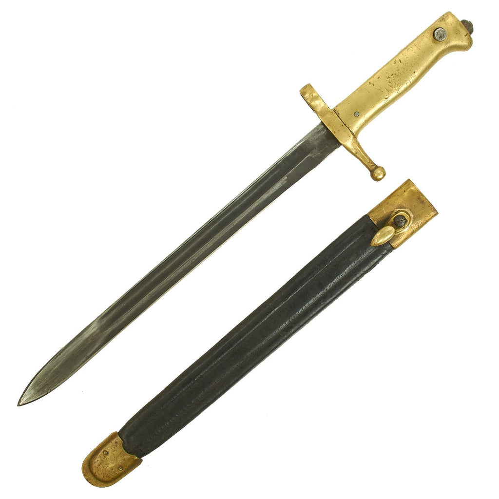 Original WWI Italian Brass Hilt Vetterli M1870/87/15 Rifle Carcano Blade Ersatz Bayonet with Scabbard Original Items