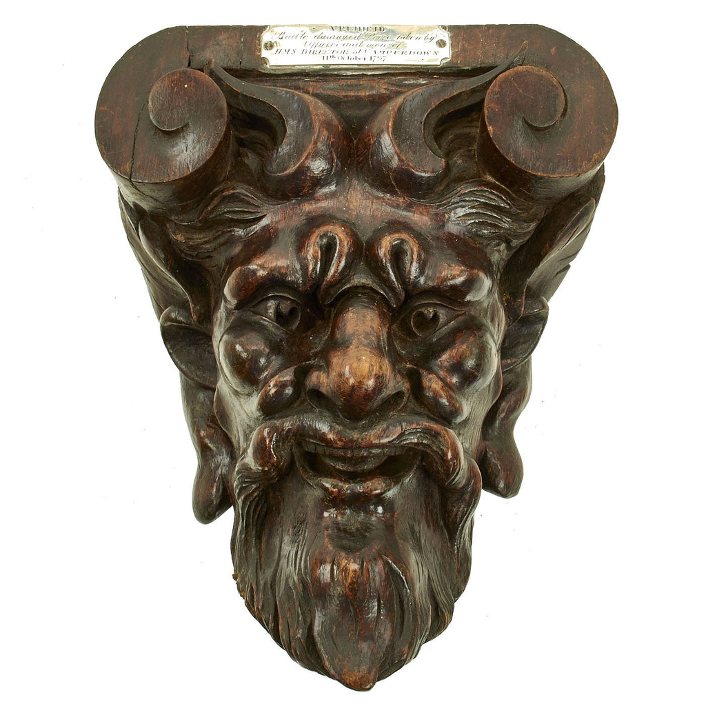 Original Napoleonic Carved Wooden Gargoyle taken from the Batavian Navy Flagship VRIJHEID - Battle of Camperdown 1797 Original Items