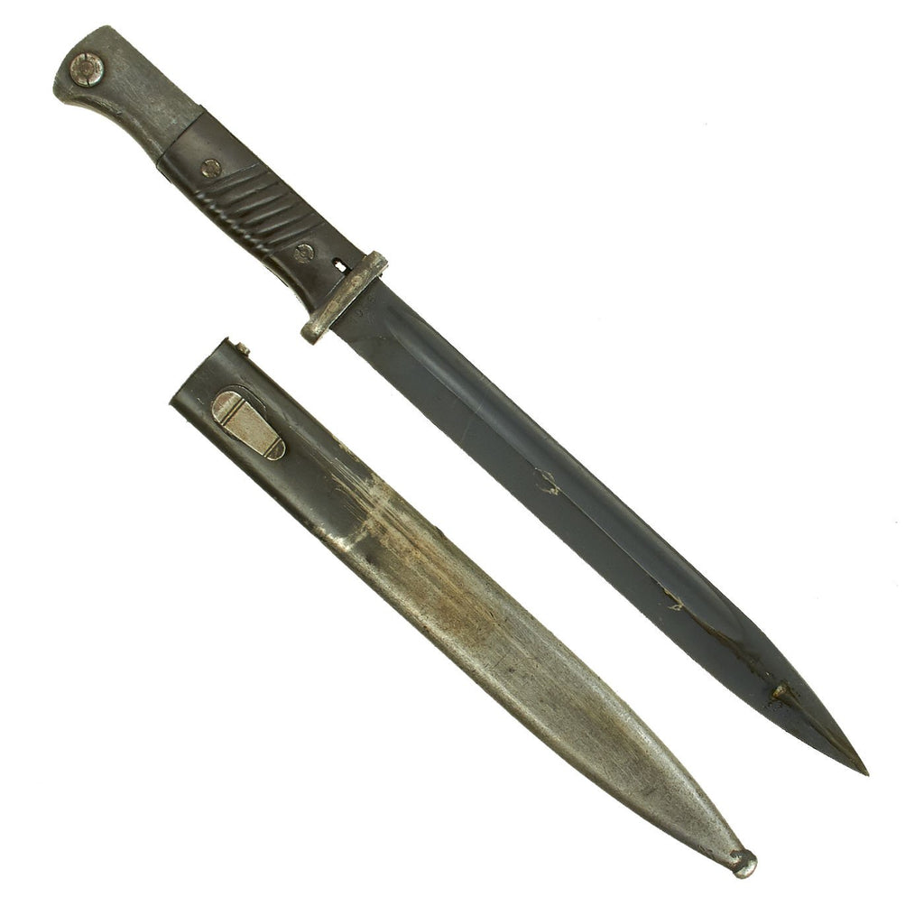 Original German WWII 98k 1939 dated Bayonet by F. Herder & Son with Scabbard - Matching Serial 1996 b Original Items