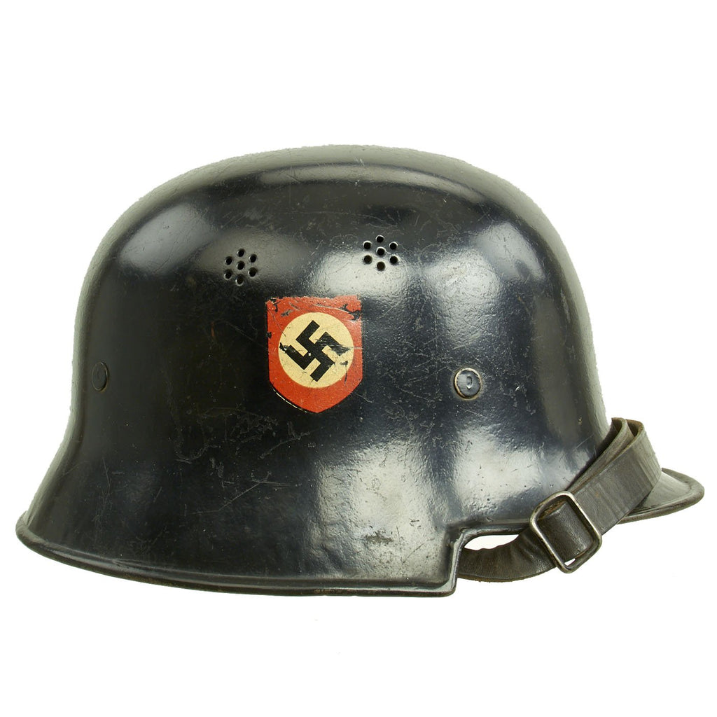 Original German WWII Named M34 Square Dip NSDAP Double Decal Civic Police Steel Helmet Original Items