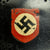 Original German WWII Named M34 Square Dip NSDAP Double Decal Civic Police Steel Helmet Original Items