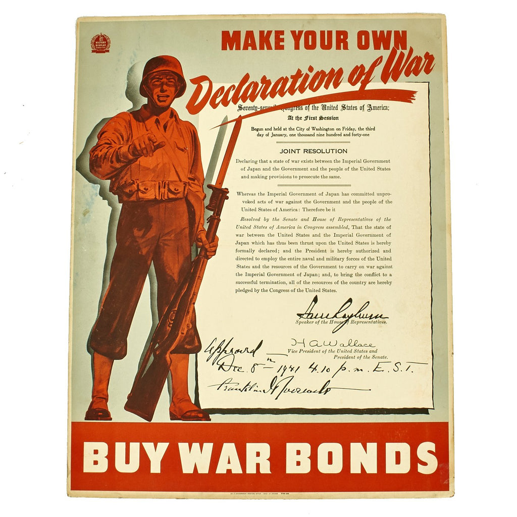 Original U.S. WWII Propaganda Poster - Make Your Own Declaration of War: Buy War Bonds Original Items