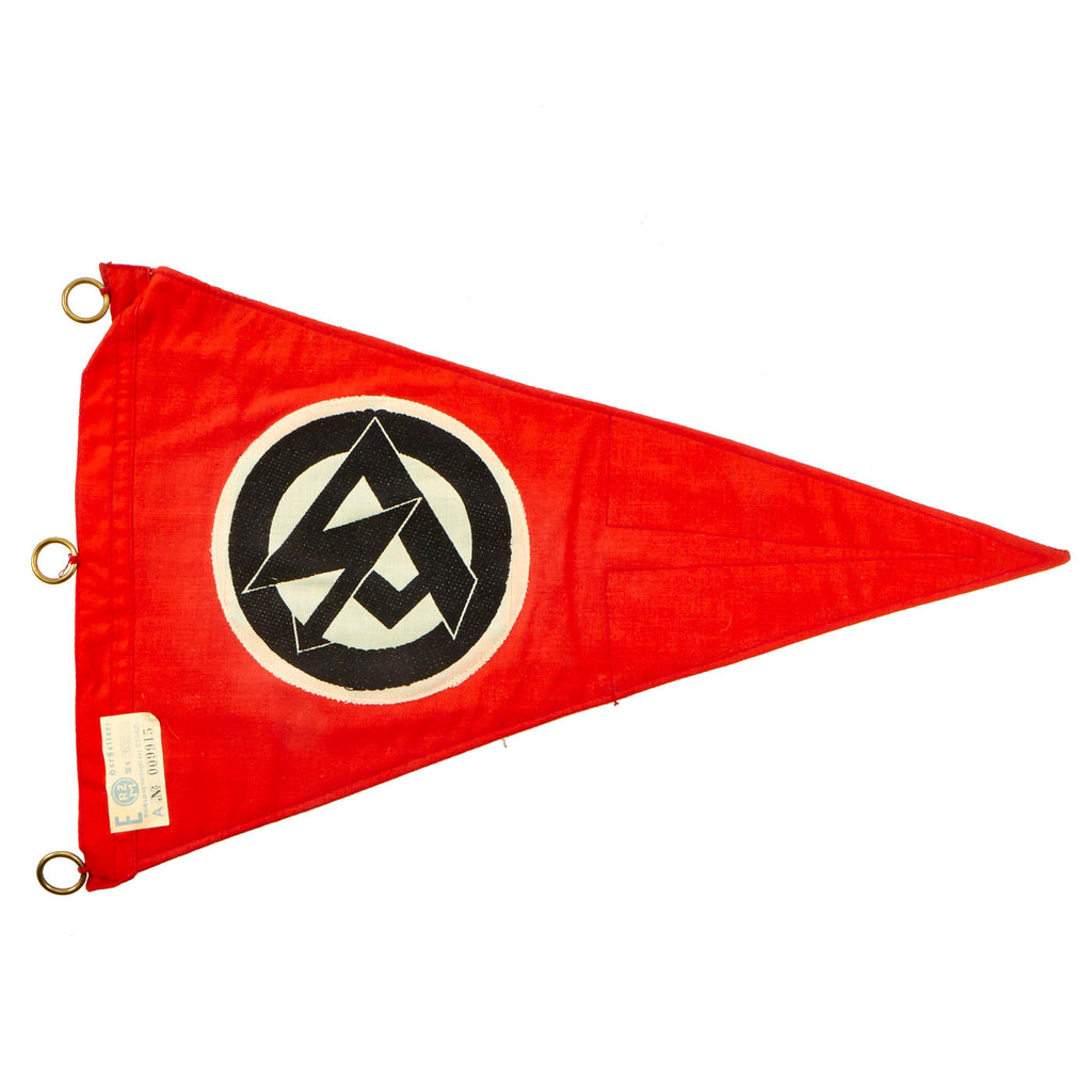 Original German WWII SA Vehicle Staff Car Pennant Flag with RZM A4 / 655 Tag - Unissued Original Items
