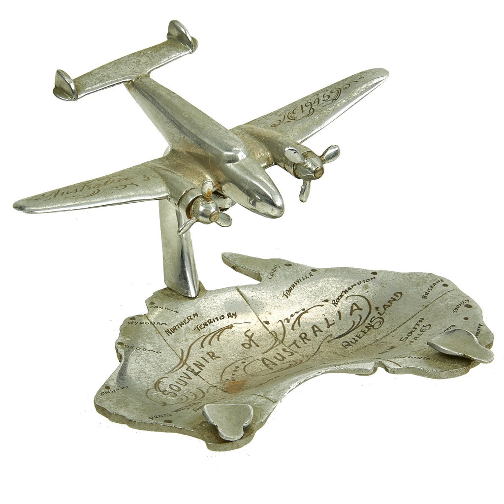 Original U.S. WWII Lockheed Hudson Australian Tour Ashtray Trench Art - Dated 1945 Original Items