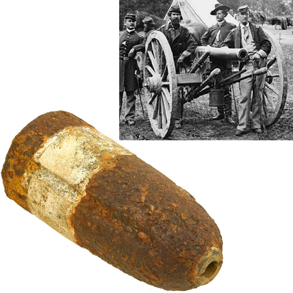 Original U.S. Civil War Hotchkiss 3-inch Shell with Lead Band Sabot for M1861 Ordnance Rifle - Excavated in Fredericksburg Virginia Original Items