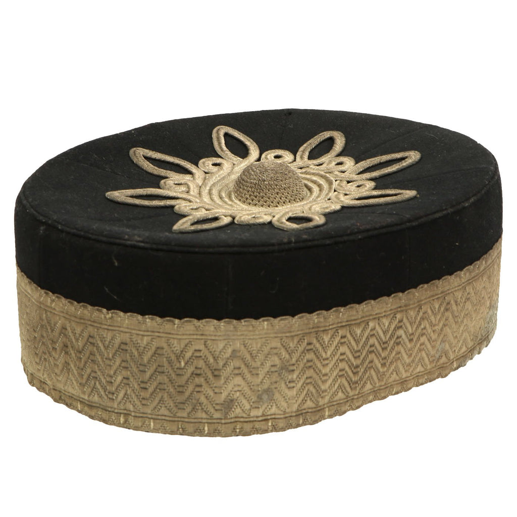 Original British Victorian Era Volunteers Officer Pill Box Hat with Silver Thread Embroidery Original Items