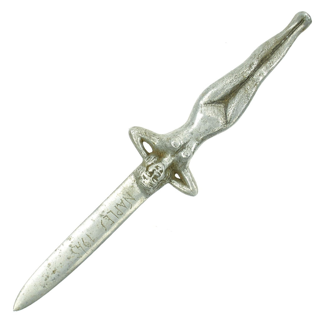 Original U.S. WWII Italian Naked Woman NAPLES 1945 Aluminum Knife - USGI Souvenir Trench Art Original Items