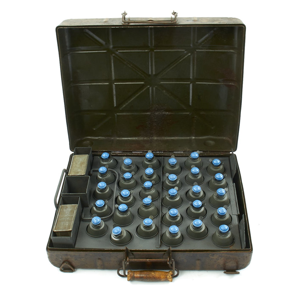 Original German WWII M39 Egg Grenade Case with Original Internal Rack and Grenades Original Items