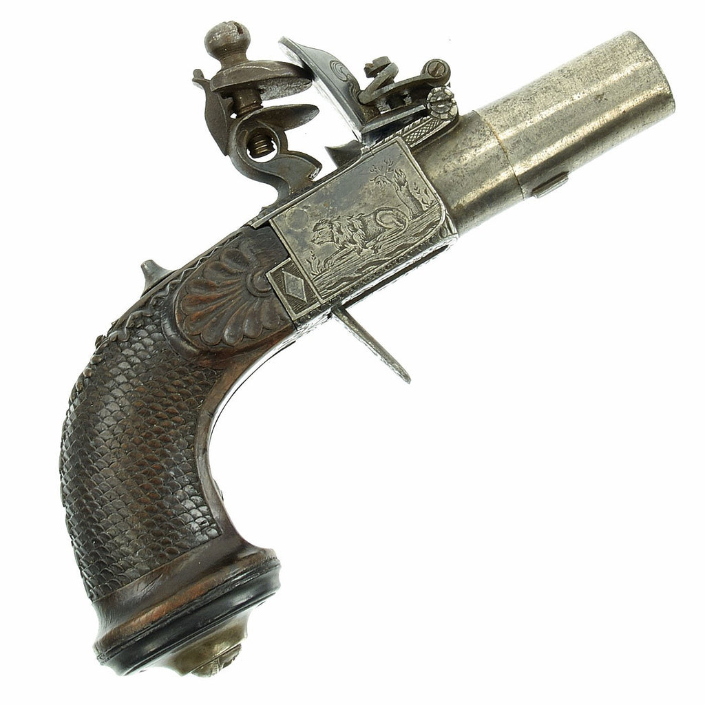 Original French Napoleonic Upmarket Flintlock Pocket Pistol with Extensive Engraving Original Items