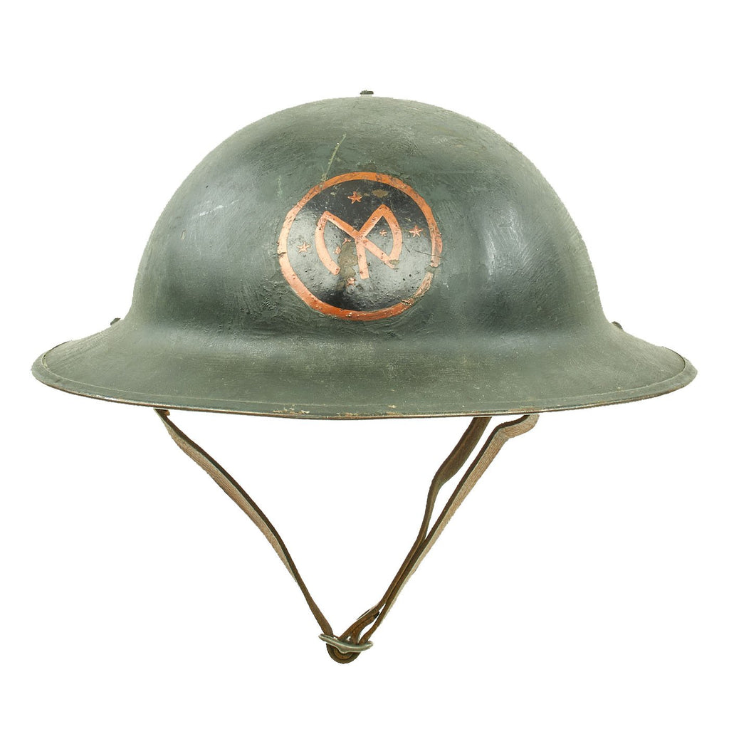 doughboy motorcycle helmet for sale Original U.S. WWI M1917 27th Infantry Division Repainted Doughboy Helm – International Military Antiques