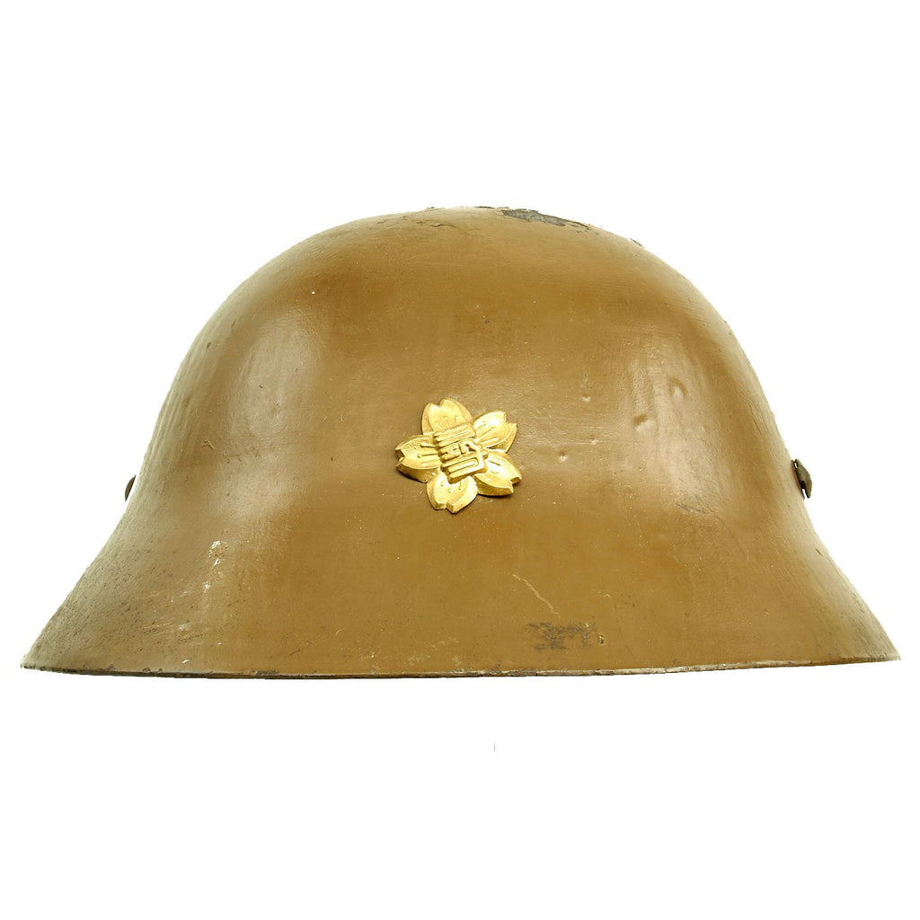 Original Imperial Japanese Army WWII Type 90 Civil Defense Helmet with Emblem Original Items