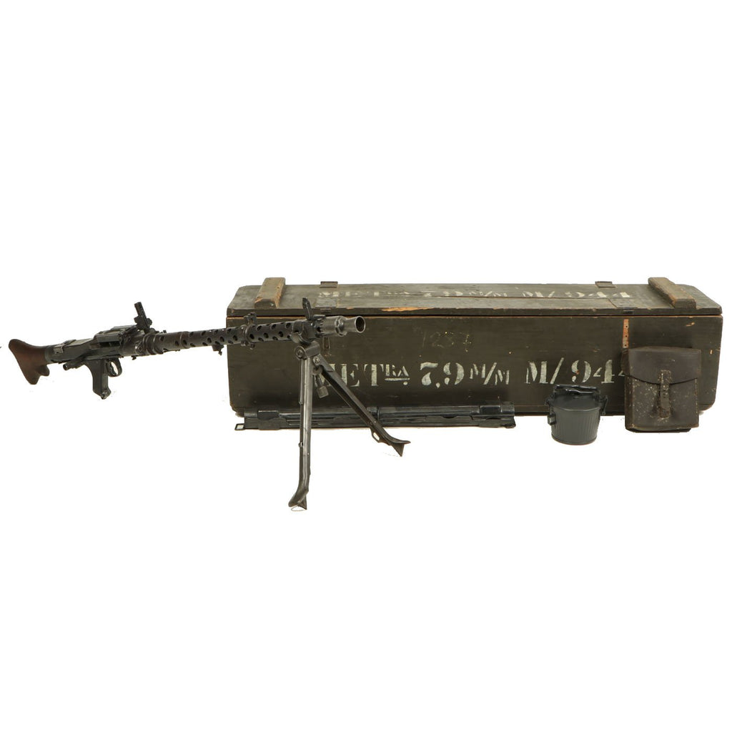 Original German WWII MG 34 Display Machine Gun marked dot 1943 in Transit Chest with Accessories Original Items