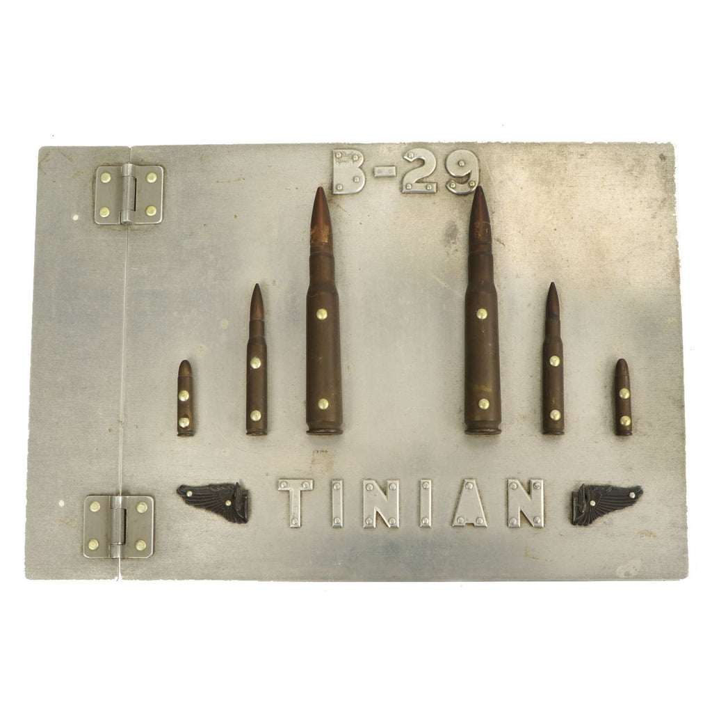 Original U.S. WWII Hiroshima and Nagasaki Tinian Air Field B-29 Trench Art Plaque Original Items