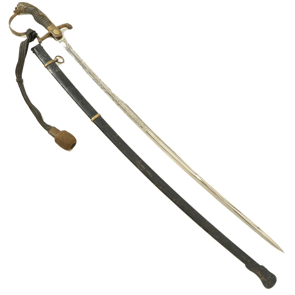 Original Imperial German WWI Army Officer's Lion Head Sword by Pack, Ohliger & Co. with Scabbard & Troddel Original Items