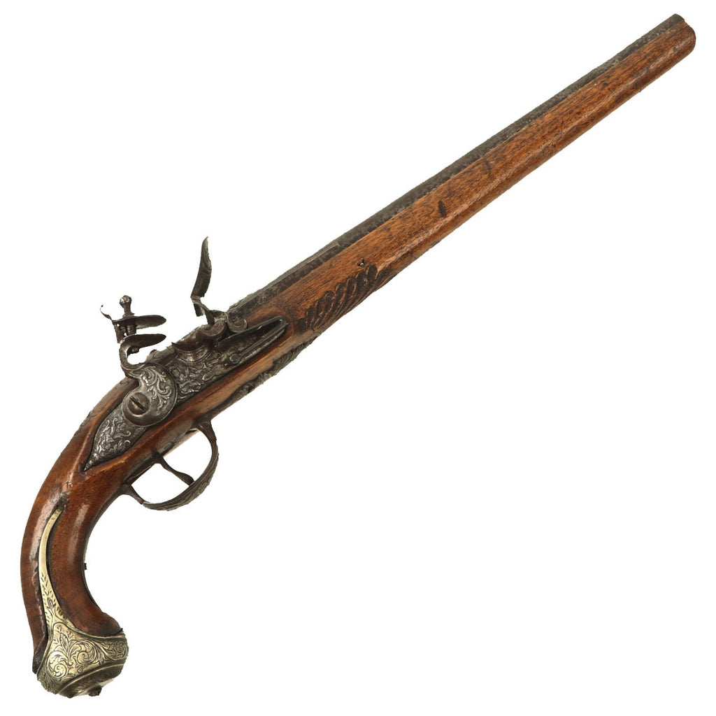 Original Ceylonese Sri Lankan Engraved Flintlock Horse Pistol with Silver Butt Cap - circa 1800 - 1820 Original Items