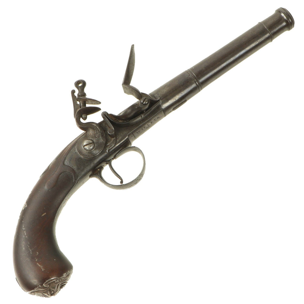 Original 18th Century English Queen Anne Style Flintlock Pistol by Willets with Screw Off Cannon Barrel Original Items