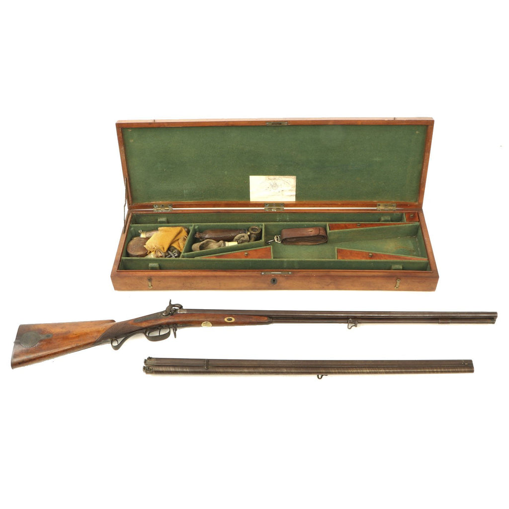 Original Cased German Percussion Sporting Gun by E.A. Störmer with Two Double Barrel Assemblies & Accessories - circa 1850 Original Items