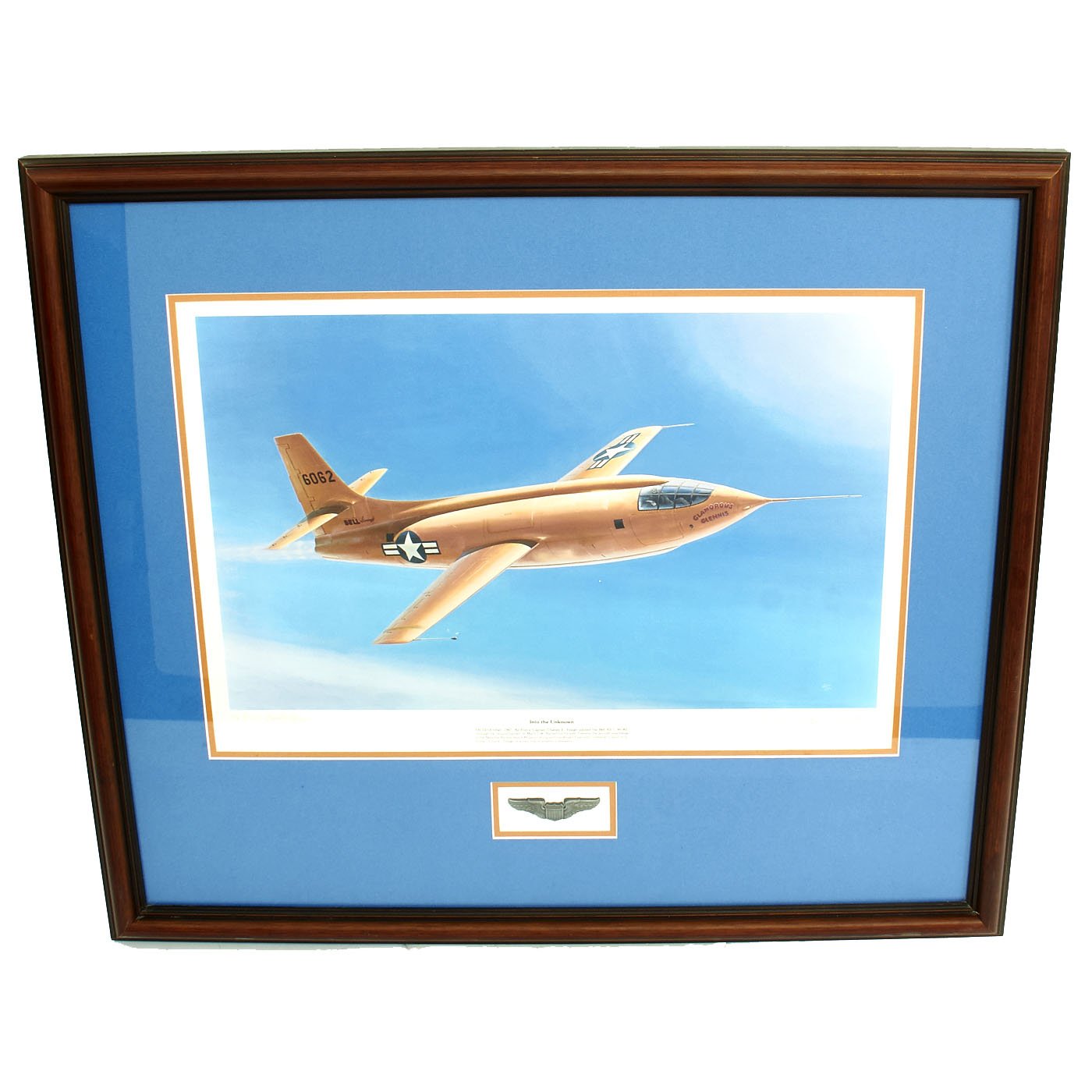 Original U.S. Cold War Chuck Yeager Signed X-1 Plane, Print and