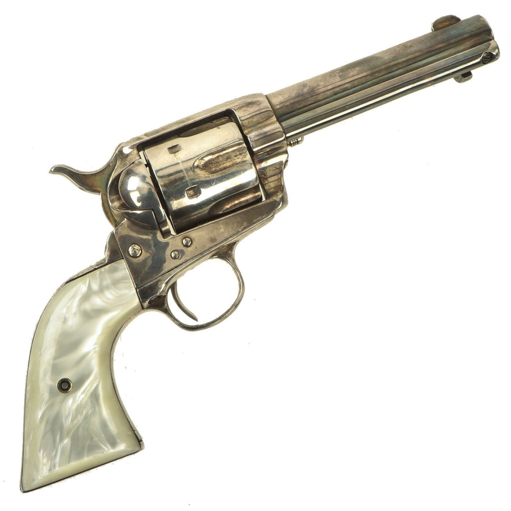 Original U.S. Colt Silver Plated .45cal Single Action Army Revolver with Pearloid Grips & 4 3/4" Barrel made in 1881 - Serial 70286 Original Items