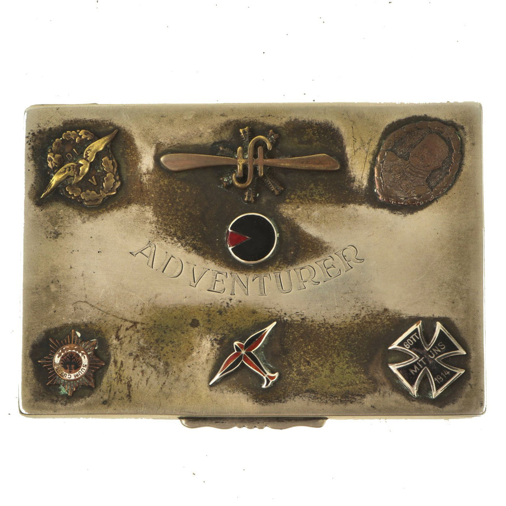 Original German Pre-WWII Hindenberg Administration “Adventurer” Silver Presentation Cigarette Case dated 1931 Original Items