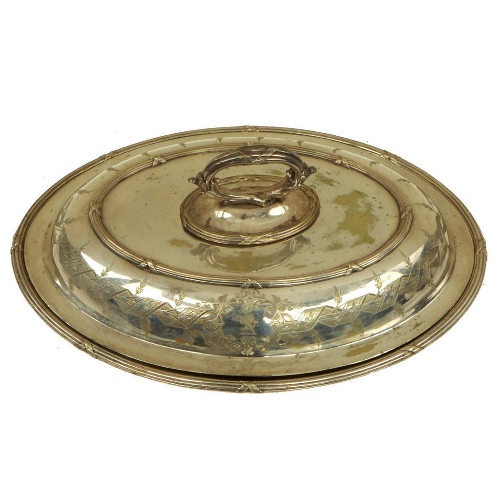 Original British Victorian Silver Plated Brass Serving Platter with Cover Marked with the EIC “Rampant Lion” circa 1850 Original Items
