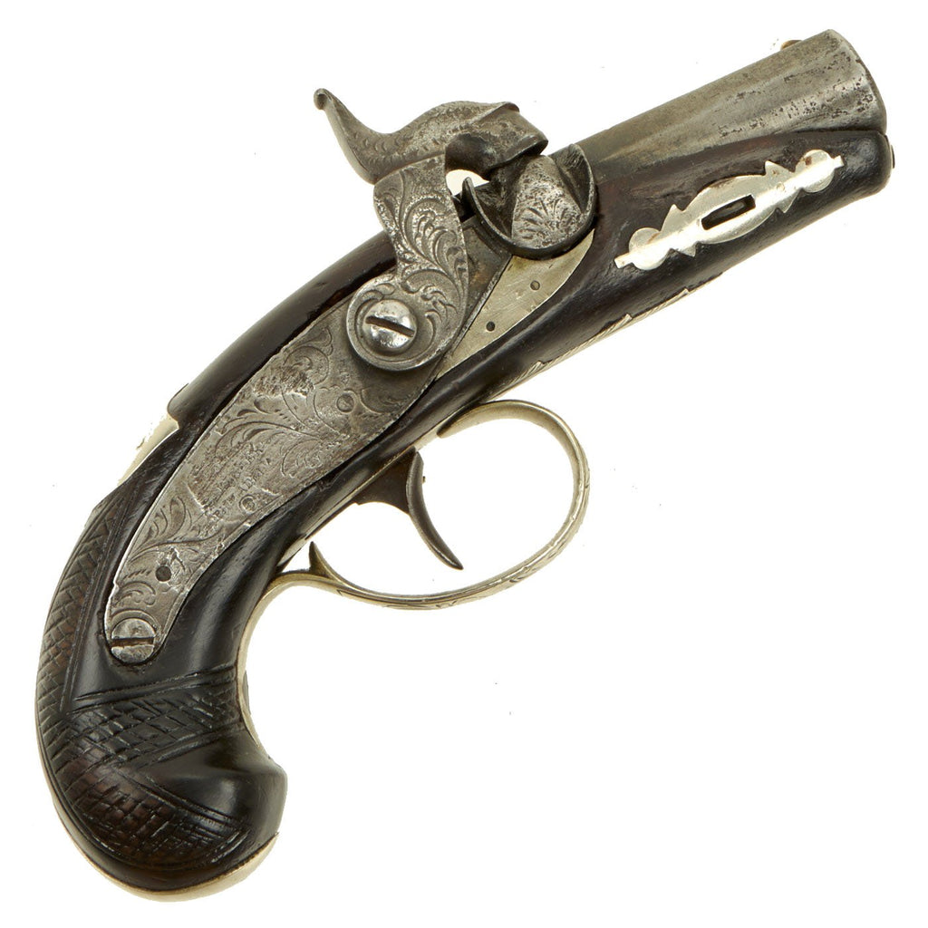 Original U.S. Civil War Era Silver Mounted "Baby Deringer" Philadelphia Pocket Percussion Pistol circa 1860 Original Items