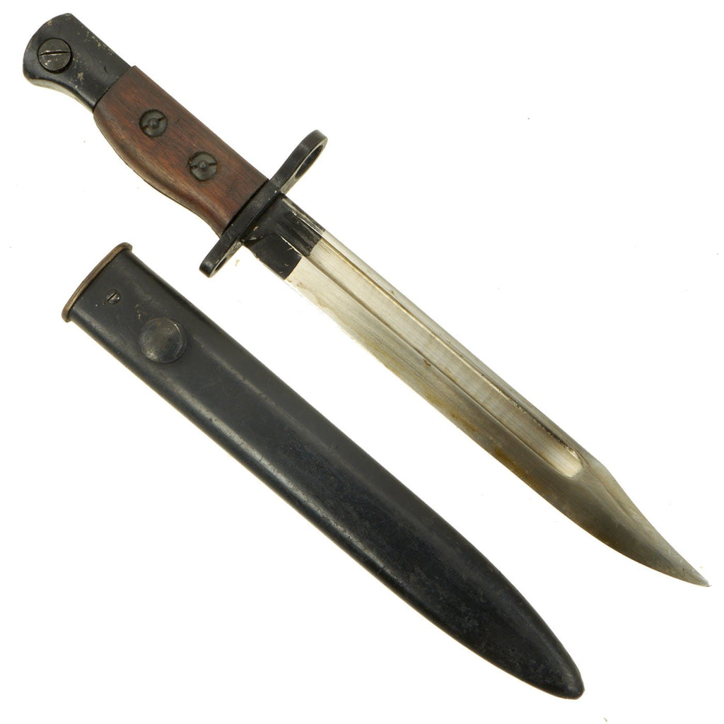 Original Rare British No.8 Bowie Bladed Bayonet for the Self Loading Experimental Rifle with Scabbard Original Items