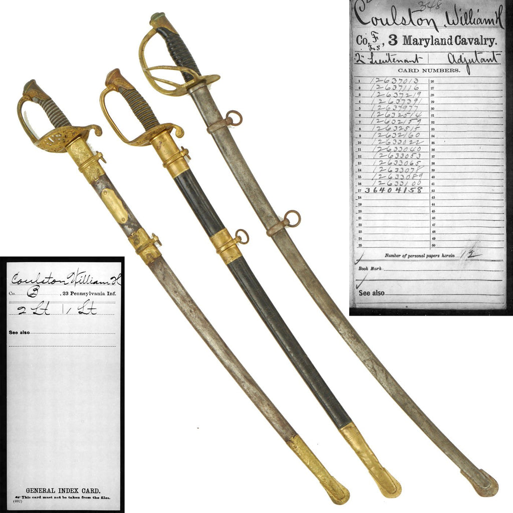 Original U.S. Civil War 23rd Pennsylvania Infantry and 3rd Maryland Cavalry Named and Identified Officer Swords to Lieutenant William H. Coulston Original Items