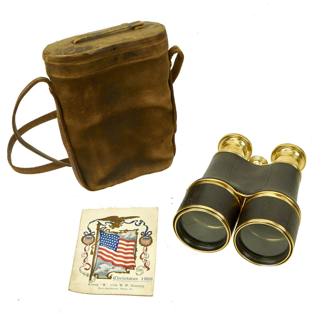 Original Magnificent U.S. Pre-WWI Named Officers Field Glasses by T. Gall & Co. with Attached Compass & Leather Case Original Items