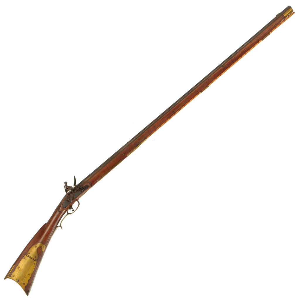 Original U.S. Pennsylvania Flintlock Long Rifle by John Derr with Full Tiger Maple Stock & Trade Lock c.1820 Original Items