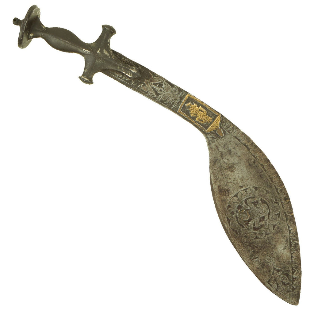 Original Victorian Era Massive Indian or Nepalese Large Decorated Kukri Style Executioner Sword with Tulwar Hilt Original Items