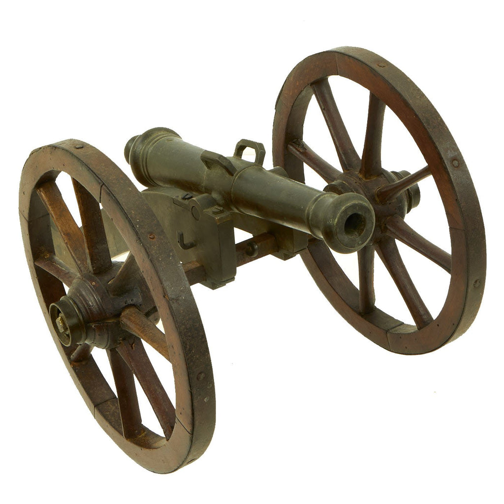Original British Georgian Era Brass Barrel Model Field Gun Cannon with Brass & Wood Carriage - circa 1820 Original Items
