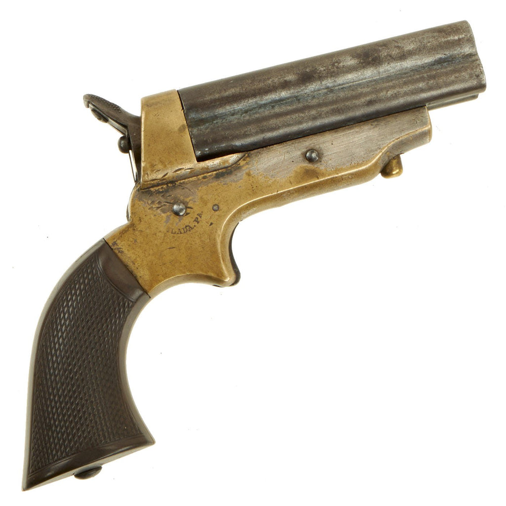 Original U.S. 19th Century Sharps Model 2A .30 Rimfire 4 Barrel Brass Frame Pepperbox Pistol - Serial 22461 Original Items