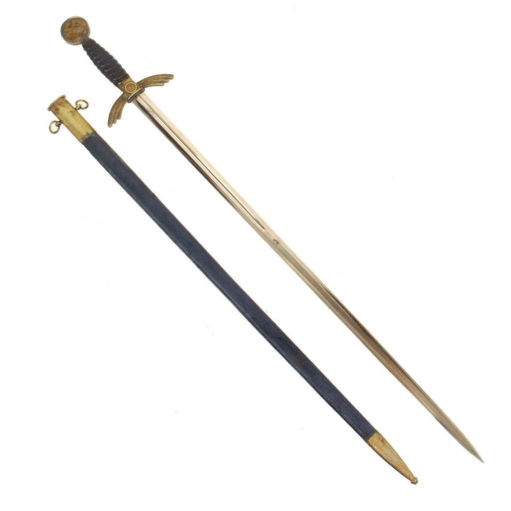 Original German WWII Early Luftwaffe Officer Sword by SMF with Waffen Mark & Scabbard - Nickel Plated Blade Original Items