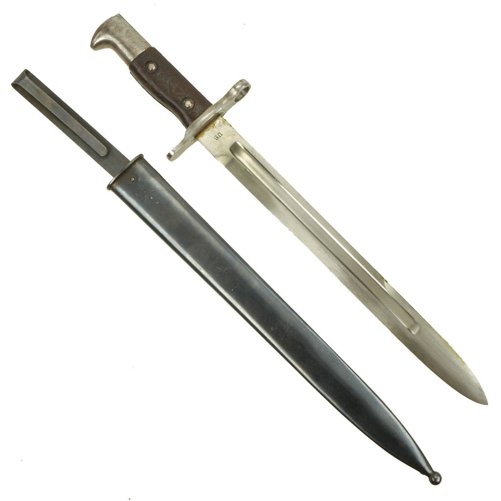 Original U.S. Pre-WWI M1892 Bayonet and Scabbard for Springfield Krag-Jørgensen Rifles - dated 1902 Original Items