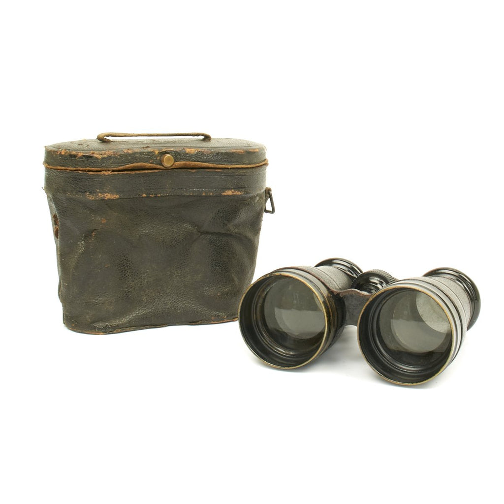 Original British WWI Officer Army & Navy 12x Field Glasses with Leather Case Original Items