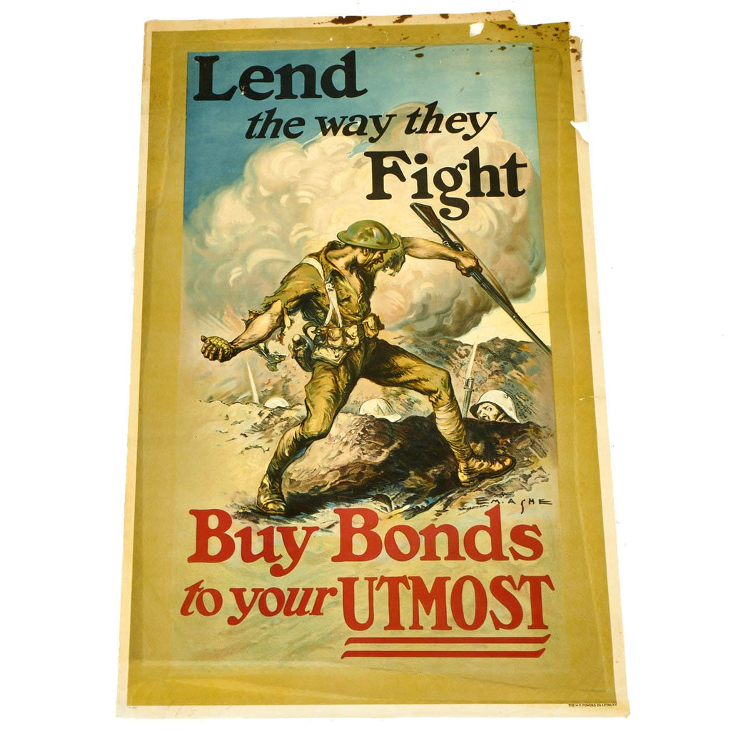 Original U.S. WWI 1918 Lend the Way They Fight Buy Bonds to your Utmost Poster Original Items