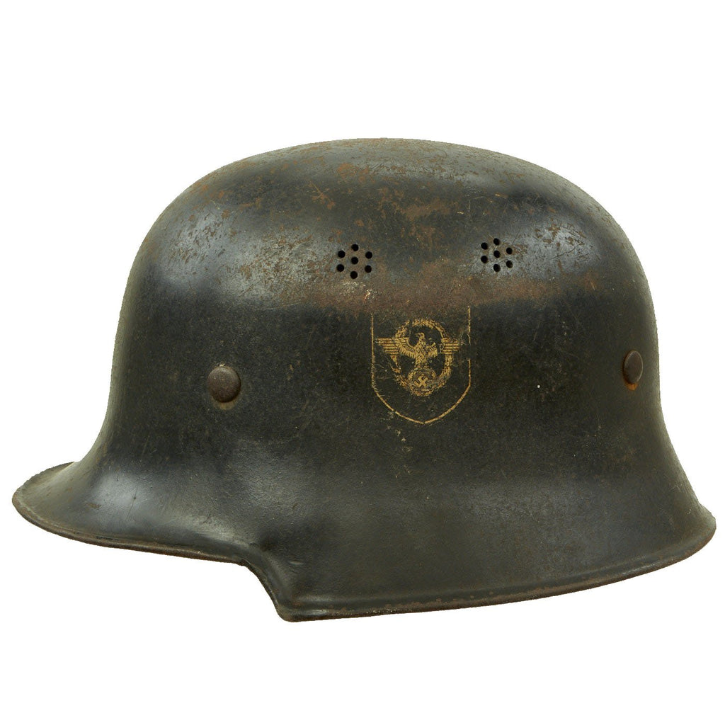 Original German WWII M34 Civic Square Dip NSDAP Double Decal Protection Police Steel Helmet Original Items
