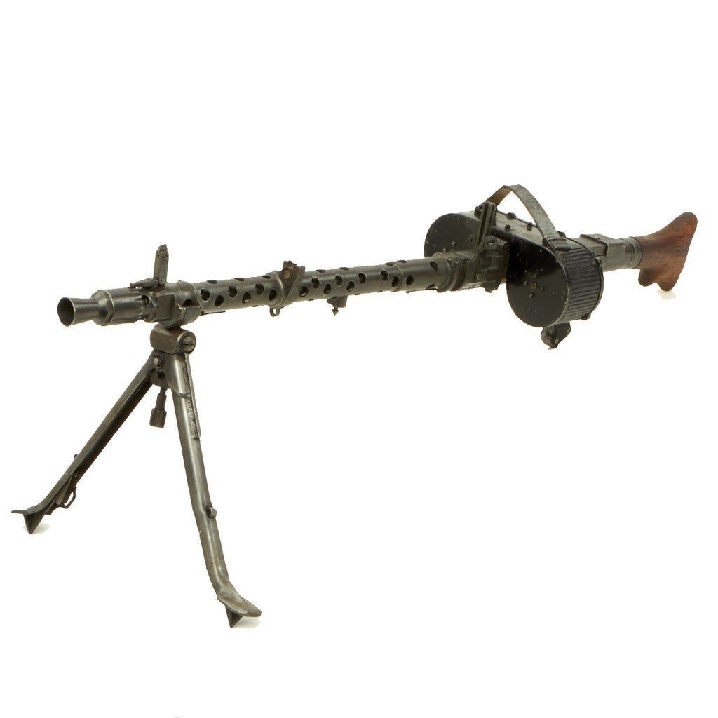 Original German WWII MG 34 Display Machine Gun with Display Saddle Drum Top Cover and Magazine - marked dot 1945 Original Items
