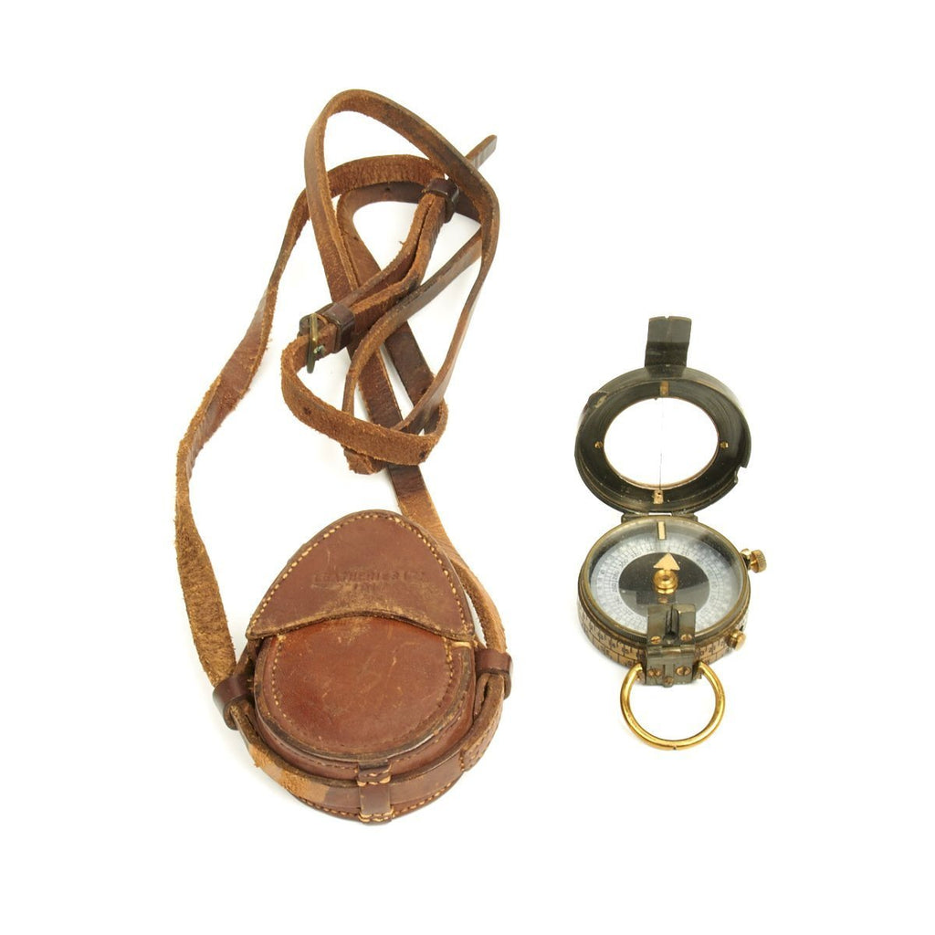 Original British WWI Officer's Verner's Pattern VII Prismatic Compass in Leather Carrier - dated 1917 Original Items