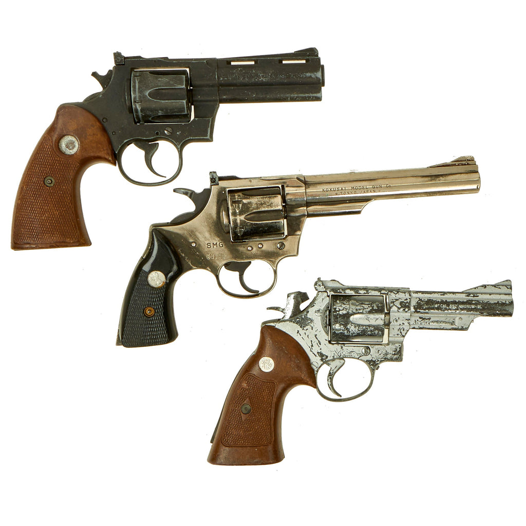 Original Hollywood Film Steel Prop .357 Magnum Cap Plug Firing Revolvers from Model Gun Co Japan - 3 Items Original Items