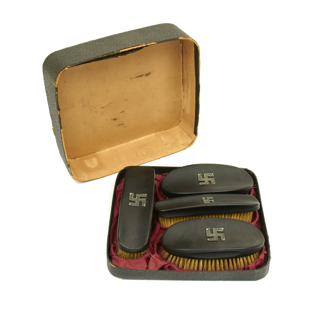 Original German WWII Officer Floreloid Brand Swastika Natural Bristle Hairbrush Set Original Items