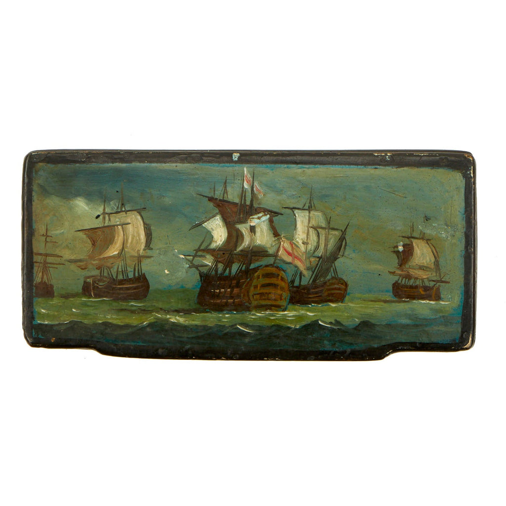 Original British Georgian Era Papier Mache H.M.S. Victory Snuff Box - Late 1700s to Early 1800s Original Items