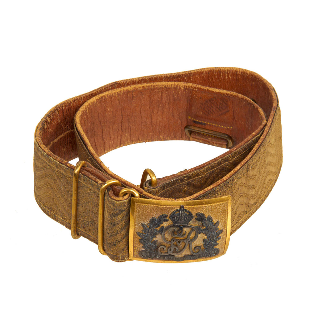 Original British WWI Era King George V Staff Officer's "Gimp" Leather Waist Belt Original Items