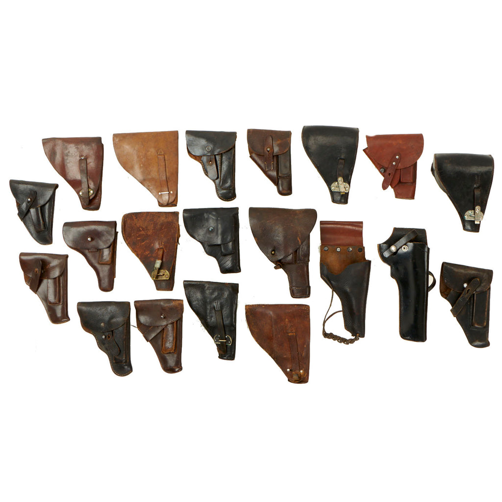 Original U.S. and European WWII Lot of Ten Leather Holsters Original Items